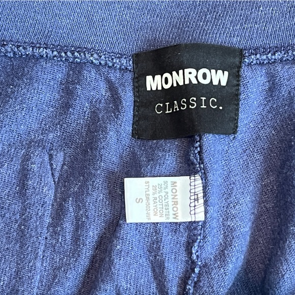 Monrow Classic Super Soft Vintage Sweatpants Knit Lounge Crop Blue Like New S - Picture 3 of 5